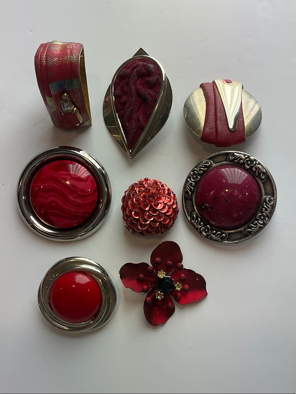 Vintage Red Statement Earrings Bundle – Single Earrings Mix – 8 Pieces